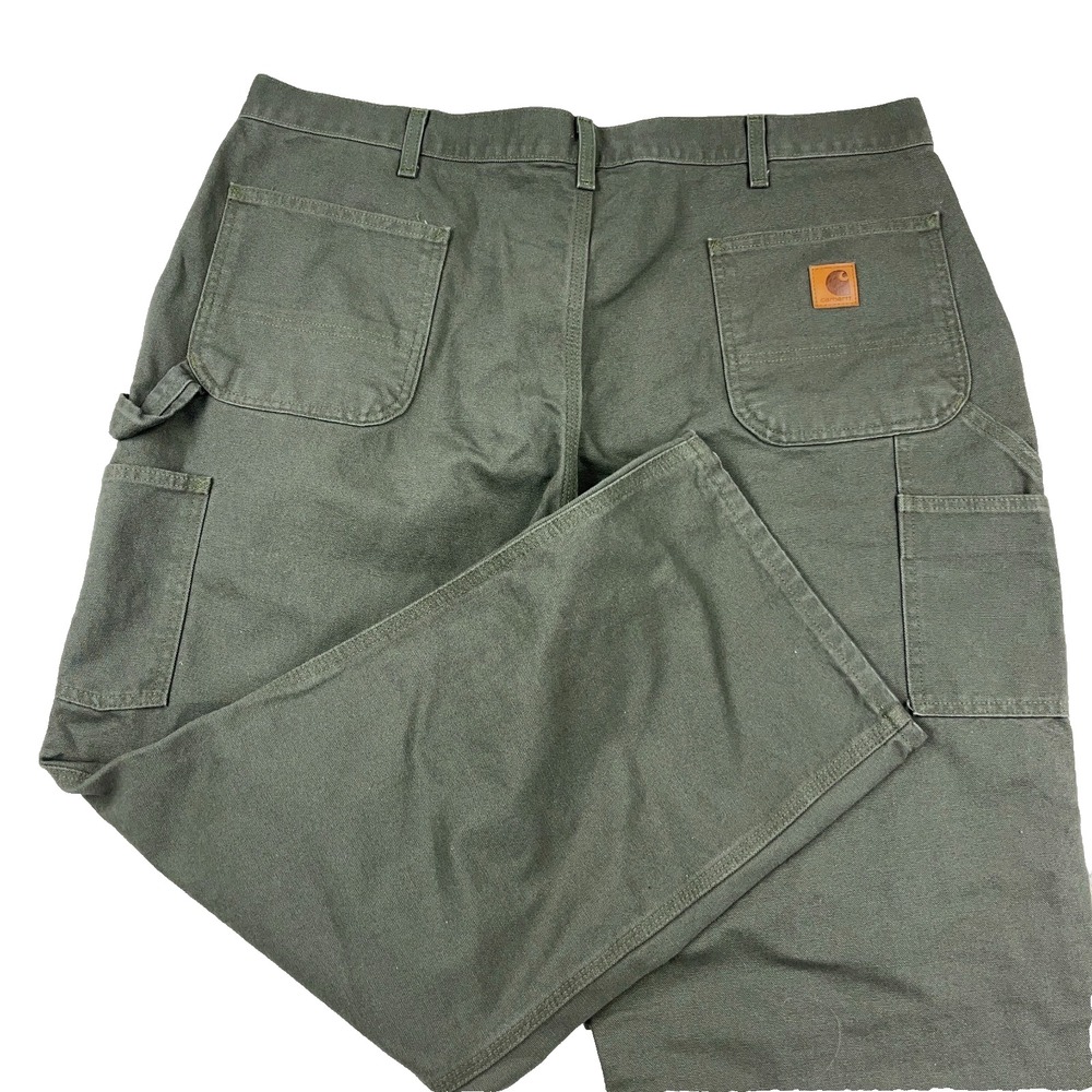 Carhartt Pants Men 42x30 Carpenter Duck Canvas Baggy B11 Moss Green Olive Work